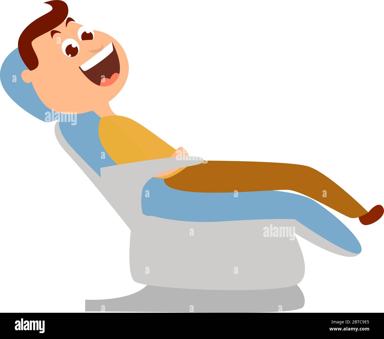 Mann auf Zahnarztstuhl , Illustration, Vektor auf weißem Hintergrund Stock Vektor