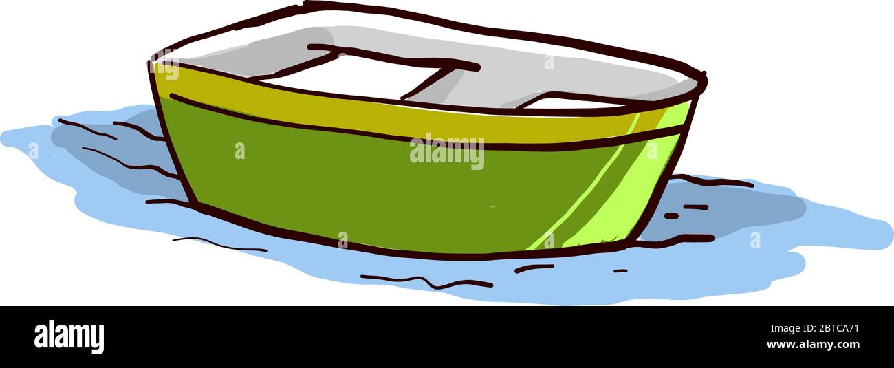 Grünes kleines Boot , Illustration, Vektor auf weißem Hintergrund Stock Vektor