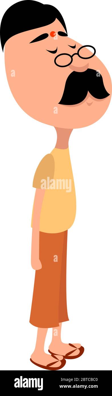 Idian Mann mit Brille, Illustration, Vektor auf weißem Hintergrund Stock Vektor