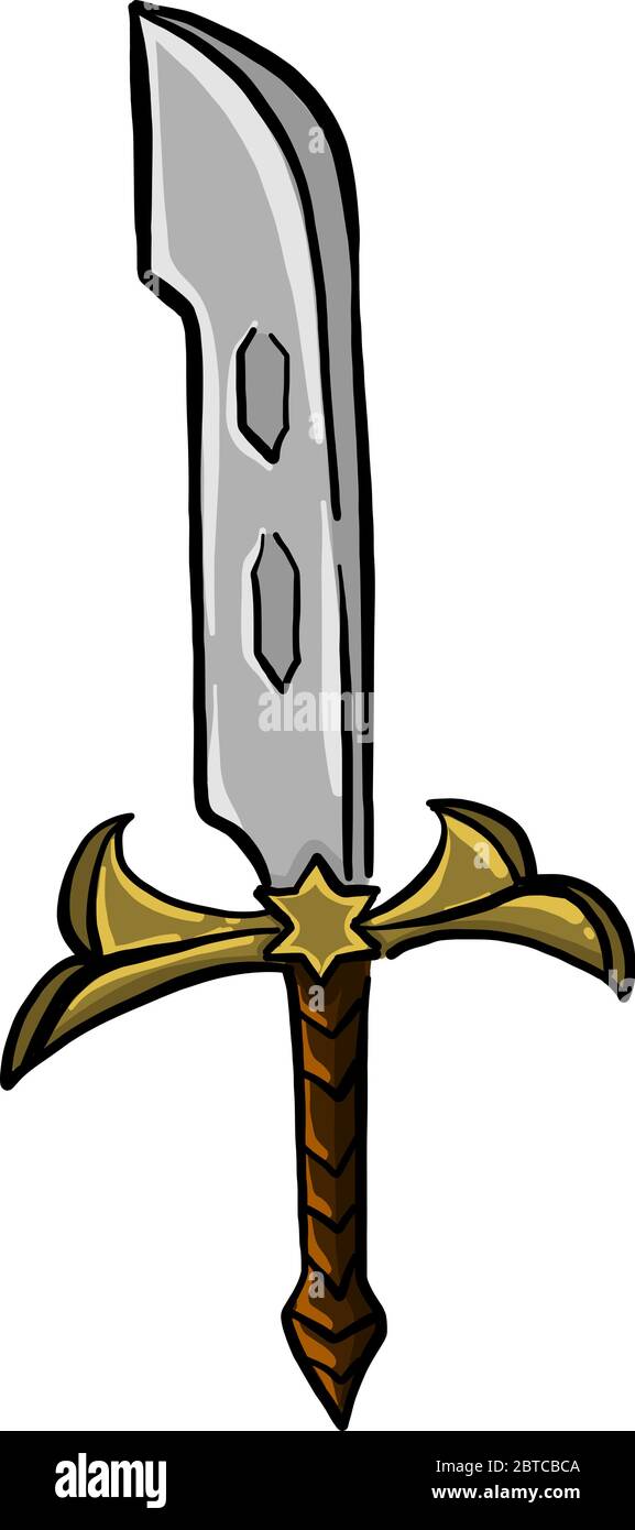 Gut aussehendes Schwert, Illustration, Vektor auf weißem Hintergrund Stock Vektor