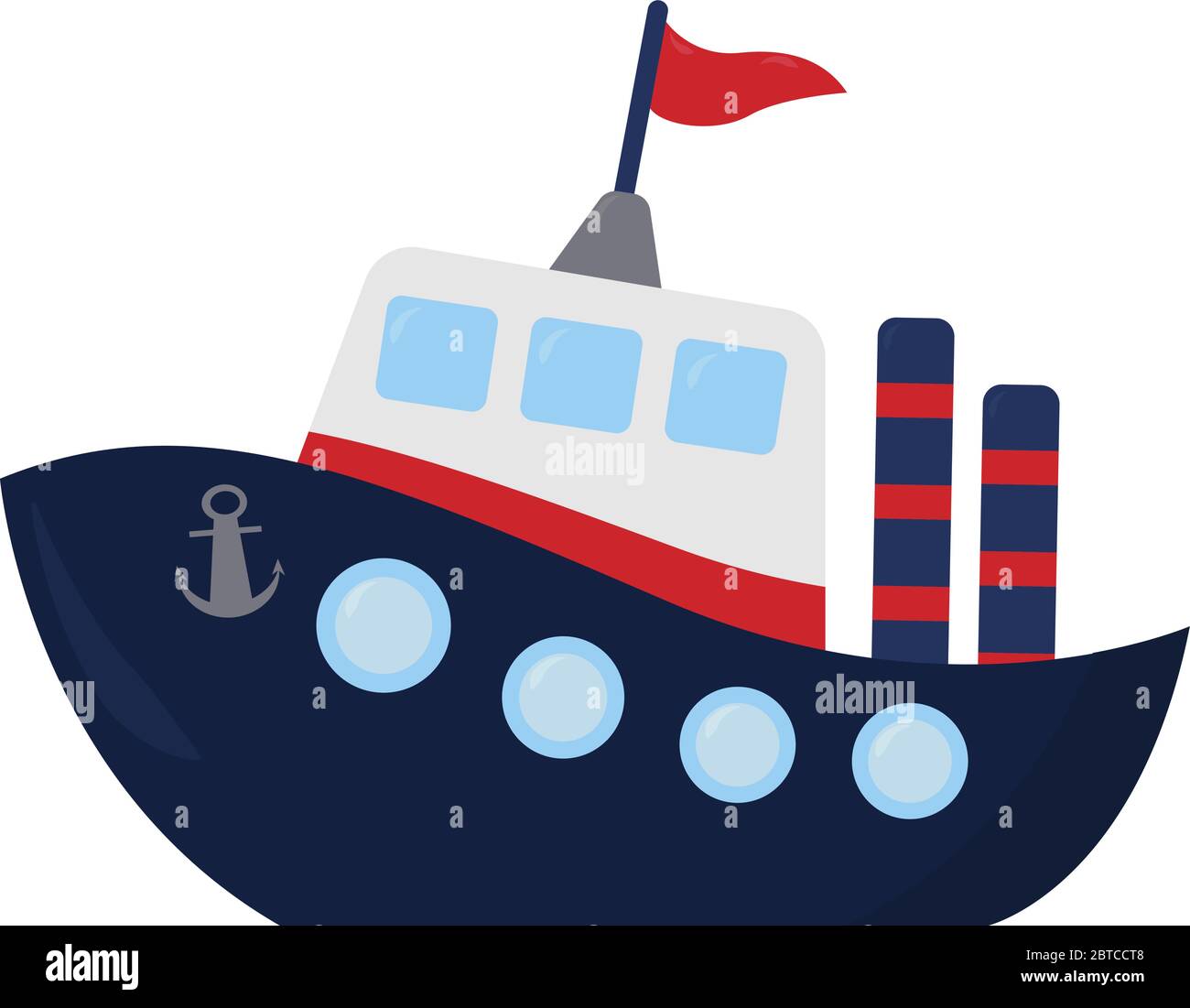 Blaues Schiff, Illustration, Vektor auf weißem Hintergrund Stock Vektor