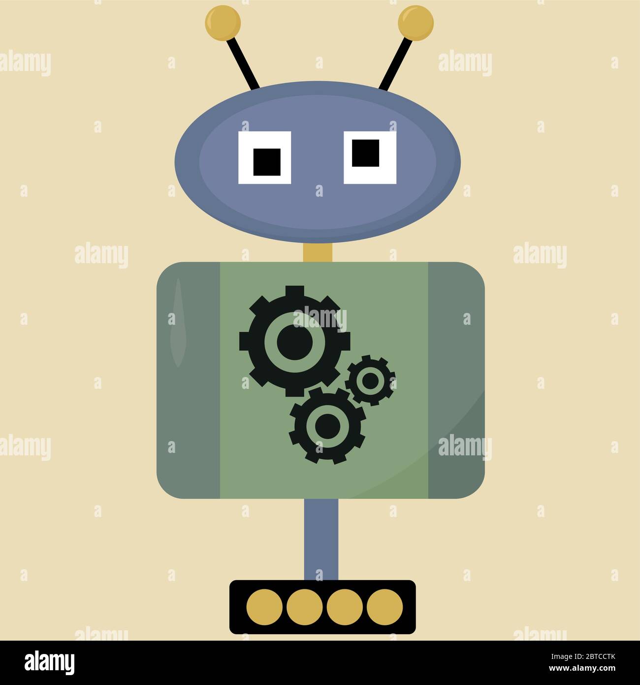 Roboter mit Antennen, Illustration, Vektor auf weißem Hintergrund Stock Vektor