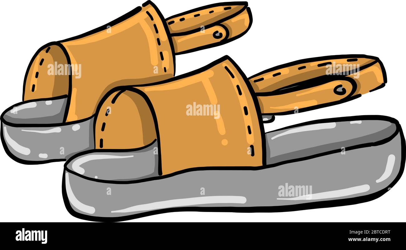 Gelbe Sommer Schuhe , Illustration, Vektor auf weißem Hintergrund Stock Vektor