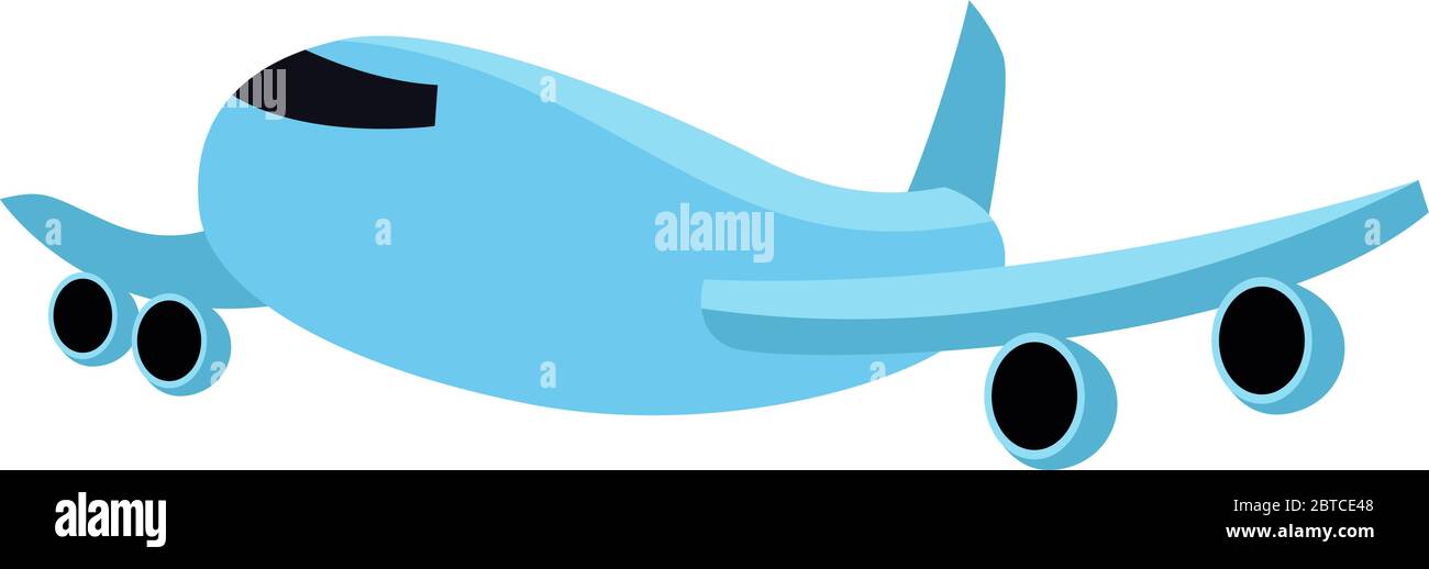 Blaues fliegendes Flugzeug, Illustration, Vektor auf weißem Hintergrund Stock Vektor