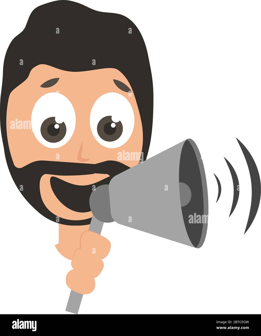 Mann mit Megaphon, Illustration, Vektor auf weißem Hintergrund Stock Vektor