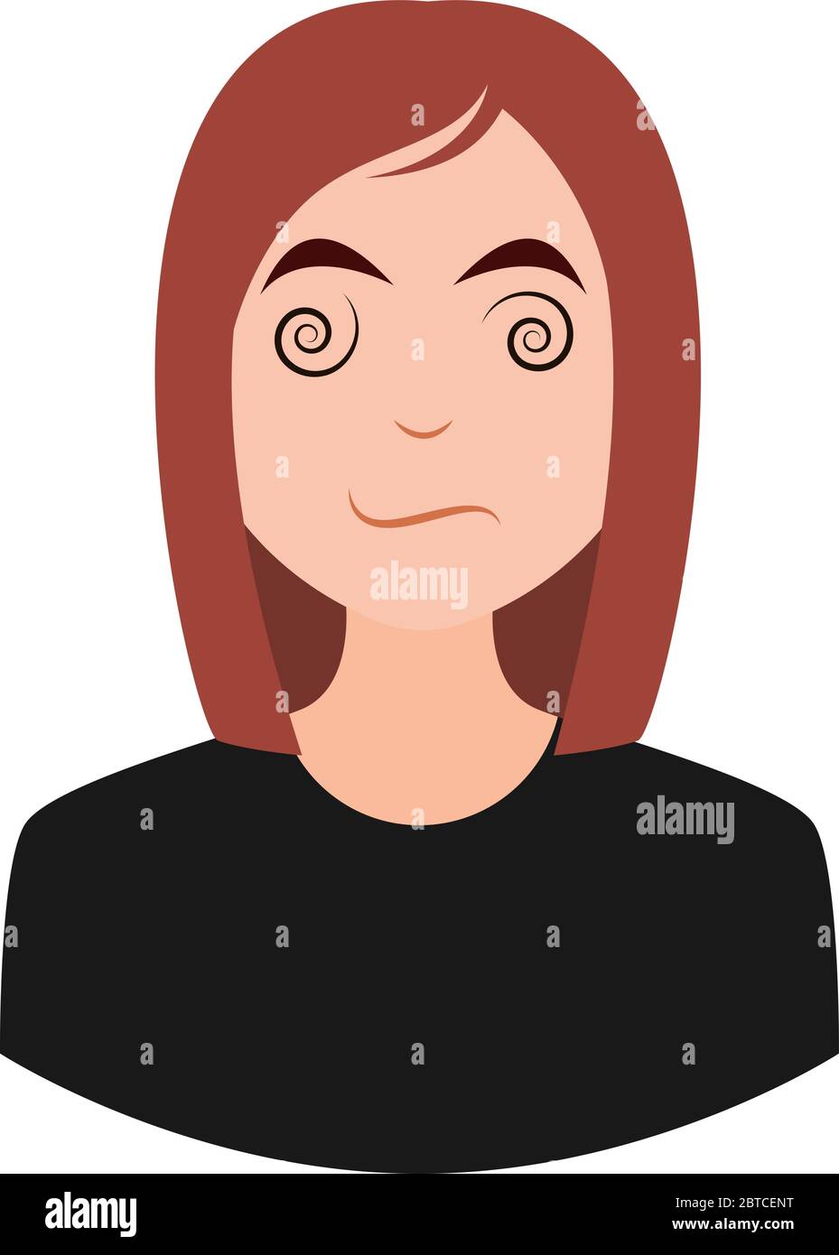 Schwindlig Mädchen Emoji, Illustration, Vektor auf weißem Hintergrund Stock Vektor