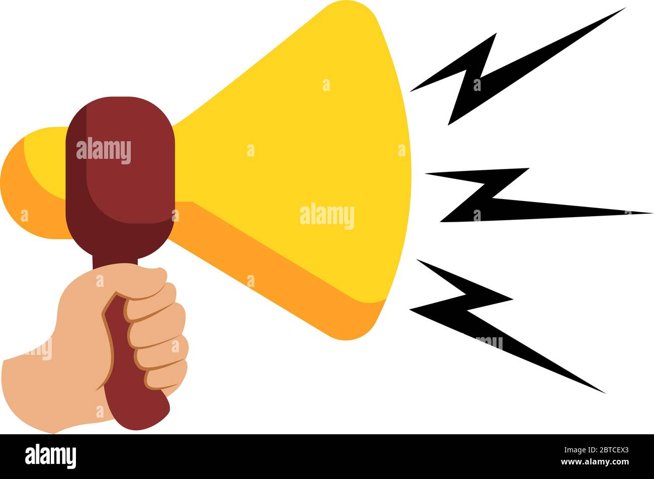 Gelbes Megaphon, Illustration, Vektor auf weißem Hintergrund Stock Vektor