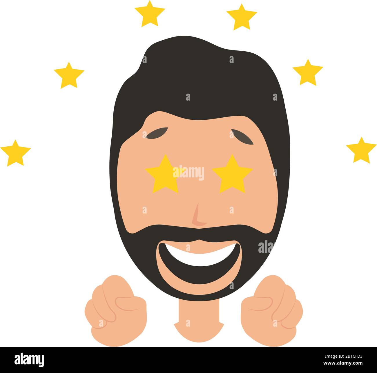 Mann mit Sternen in den Augen, Illustration, Vektor auf weißem Hintergrund Stock Vektor