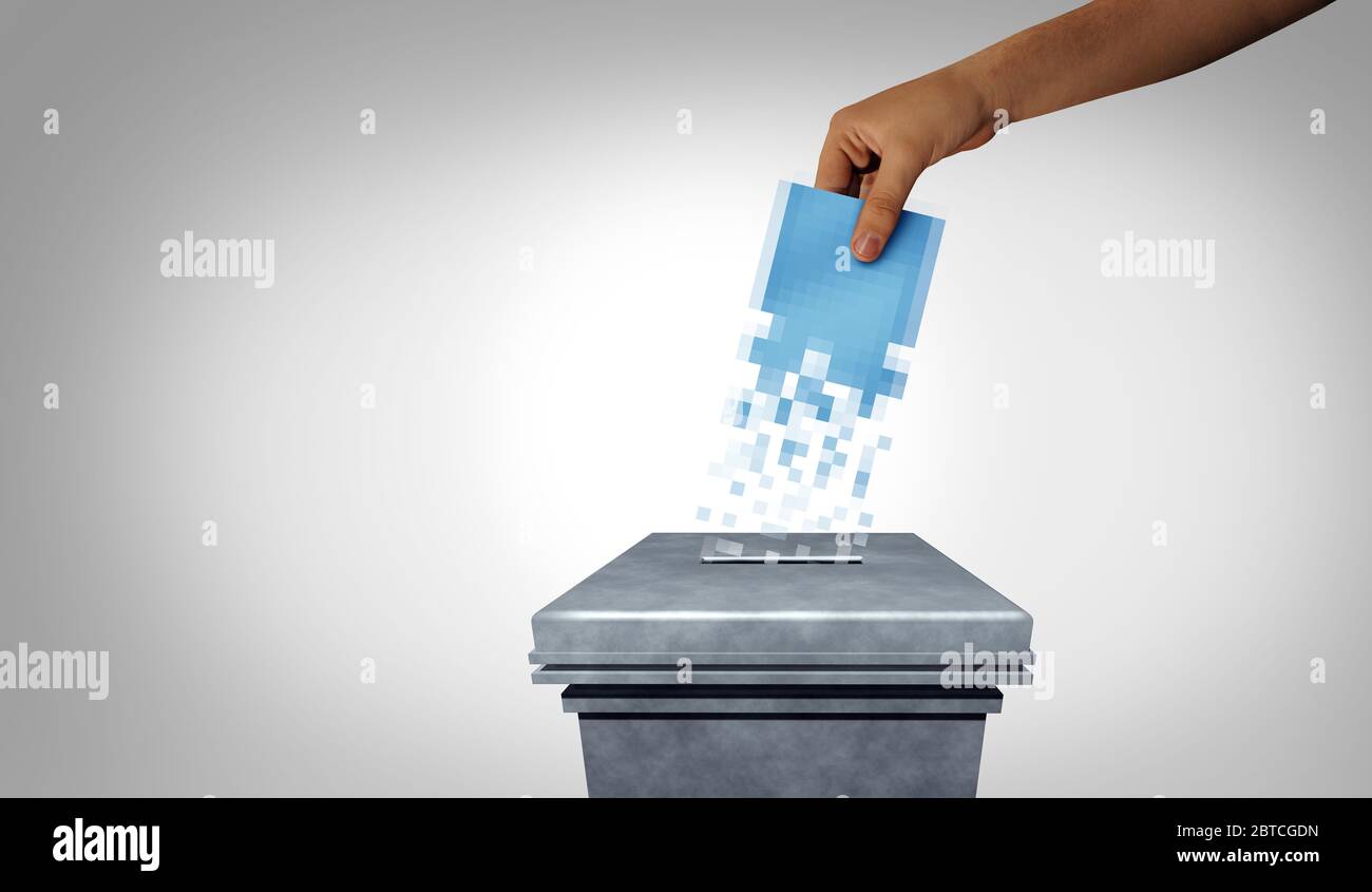 Online-Abstimmung Wahlkonzept und Internet-Abstimmung oder e-Voting Web-Umfrage mit 3D-Illustration Elemente. Stockfoto