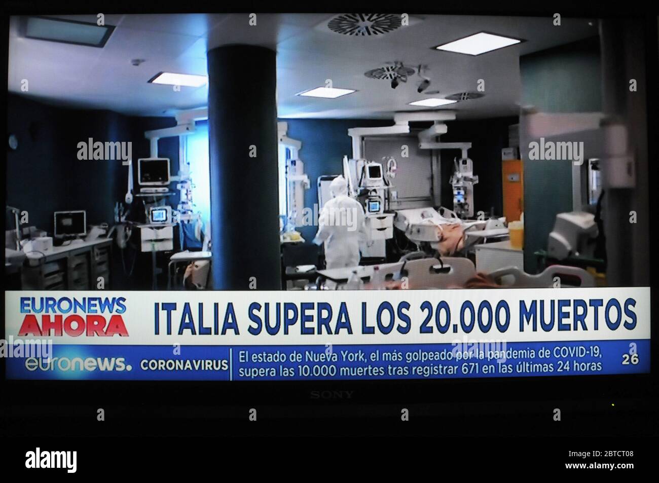 euronews jetzt Nachrichten im Fernsehen über Italien, 13. April 2020 Stockfoto