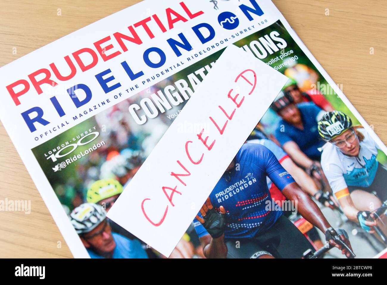 Prudential Ride london Magazine für 2020 an einen im Stimmzettel gesicherten Platz ausgeschickt Stockfoto