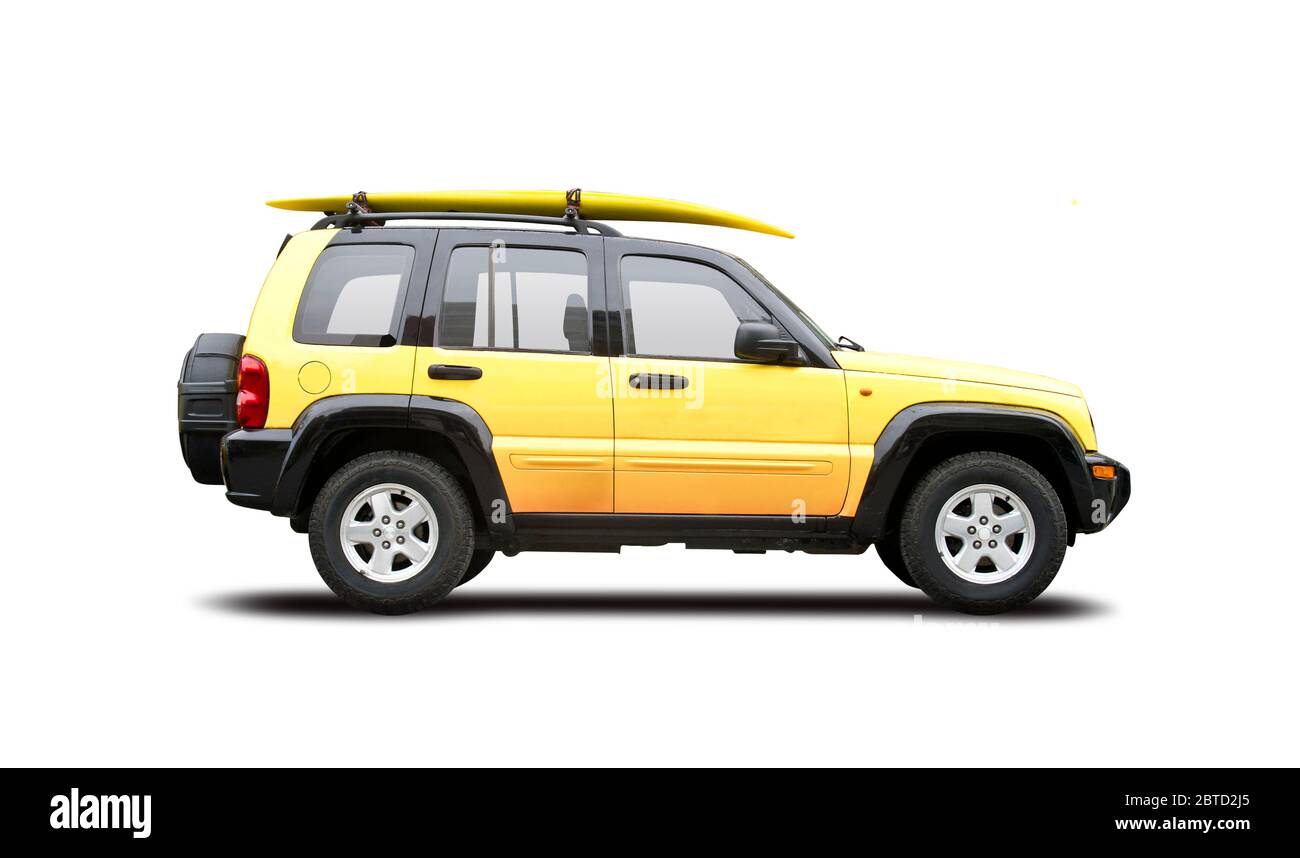 SUV Rettungsschwimmer Fahrzeug isoliert auf weißem Hintergrund Stockfoto