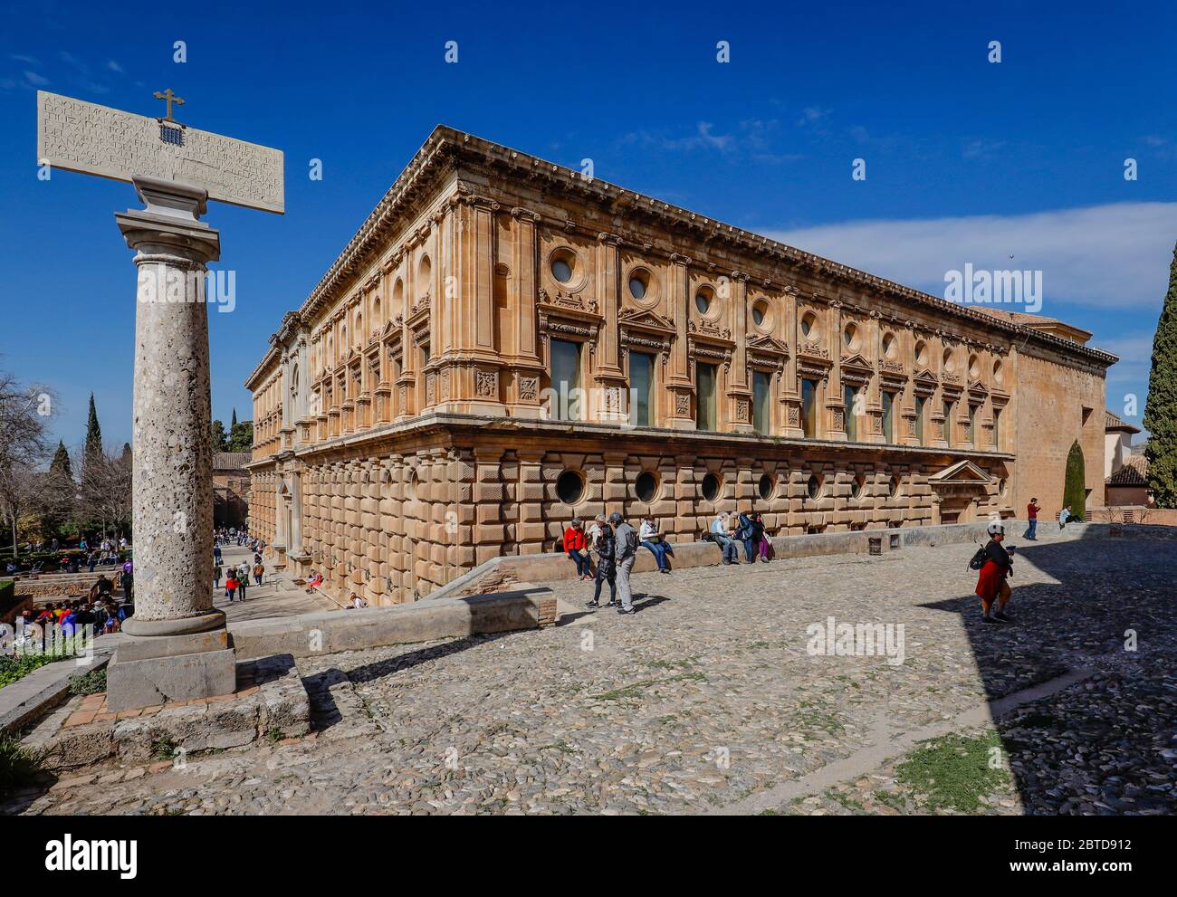 Granada, Andalusien, Spanien - Alhambra, Palacio Carlos V., Palast von Koenig Karl V. Granada, Andalusien, Spanien - Alhambra, Palacio Carlos V., Palast Stockfoto