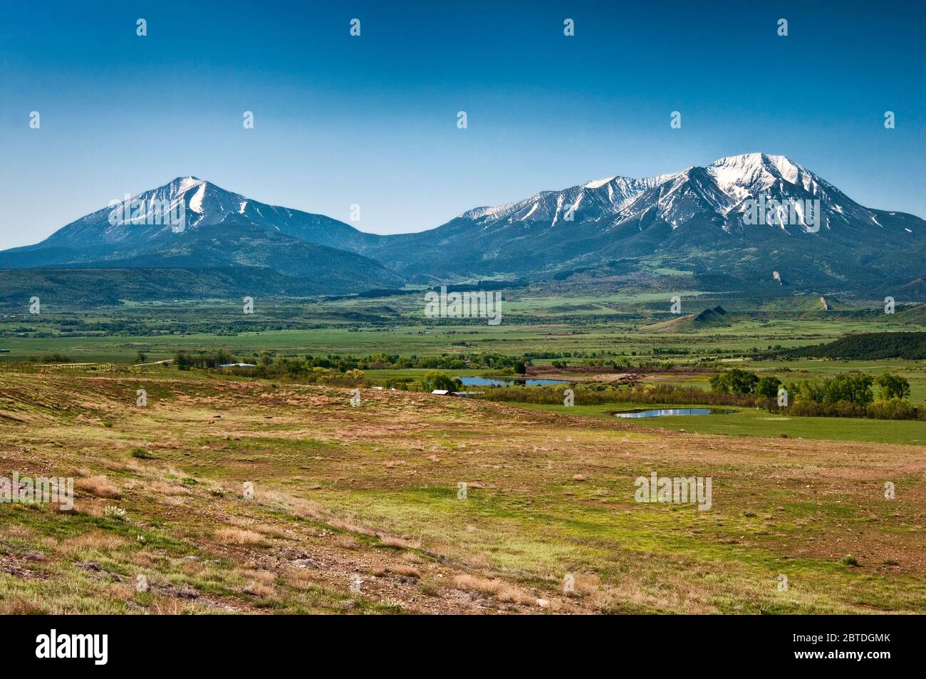 Spanische Gipfel, Blick vom landschaftlich schönen Highway of Legends in der Nähe von La Veta, Colorado, USA Stockfoto