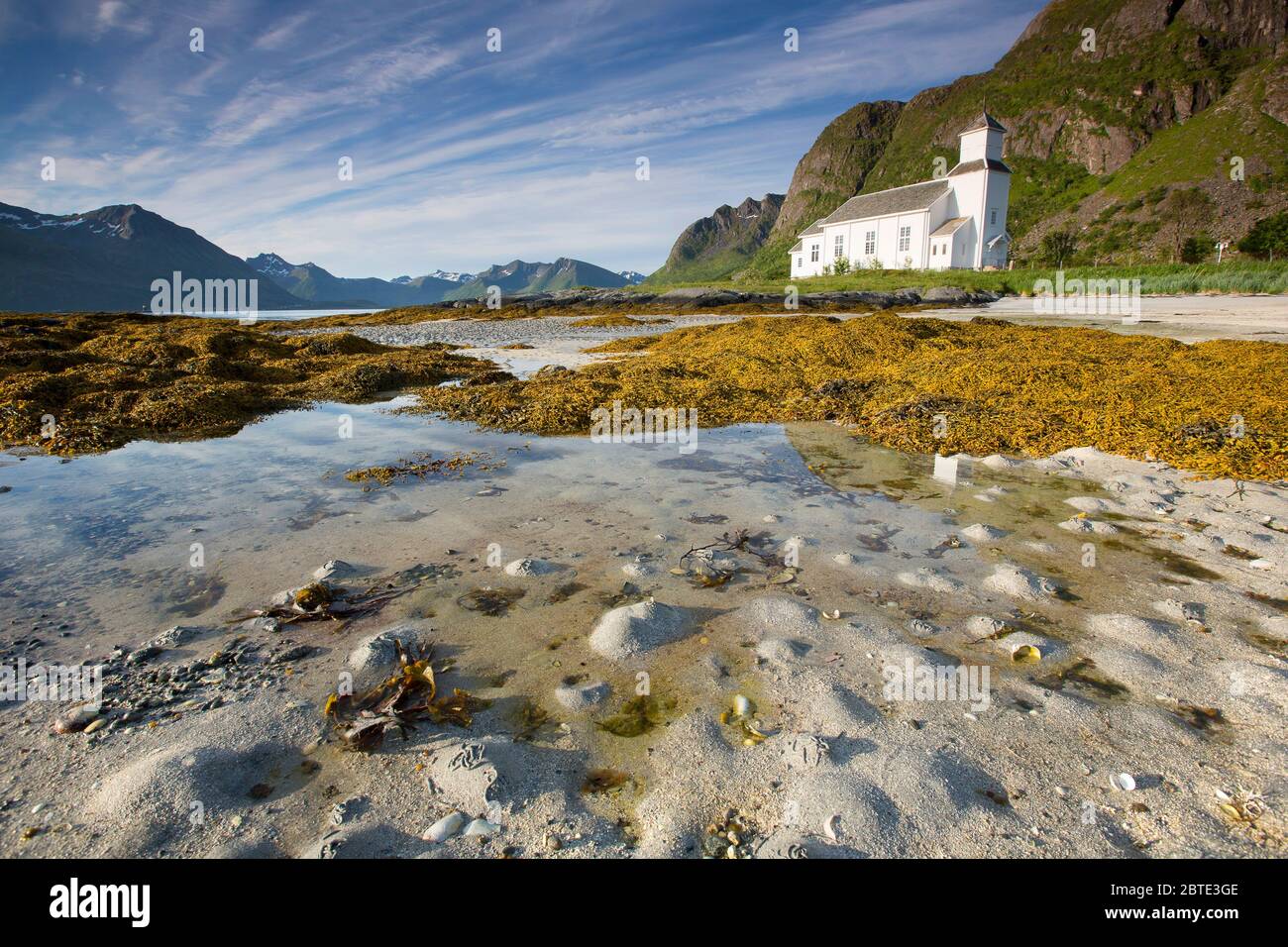 Kirche in Gims, Norwegen, Lofoten, Gimsoy Stockfoto