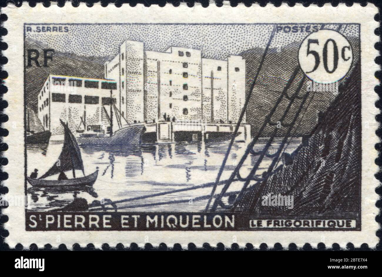 Die Frigorifique. St. Pierre und Miquelon. RF .R Serres. Postes. 50 c. Stockfoto