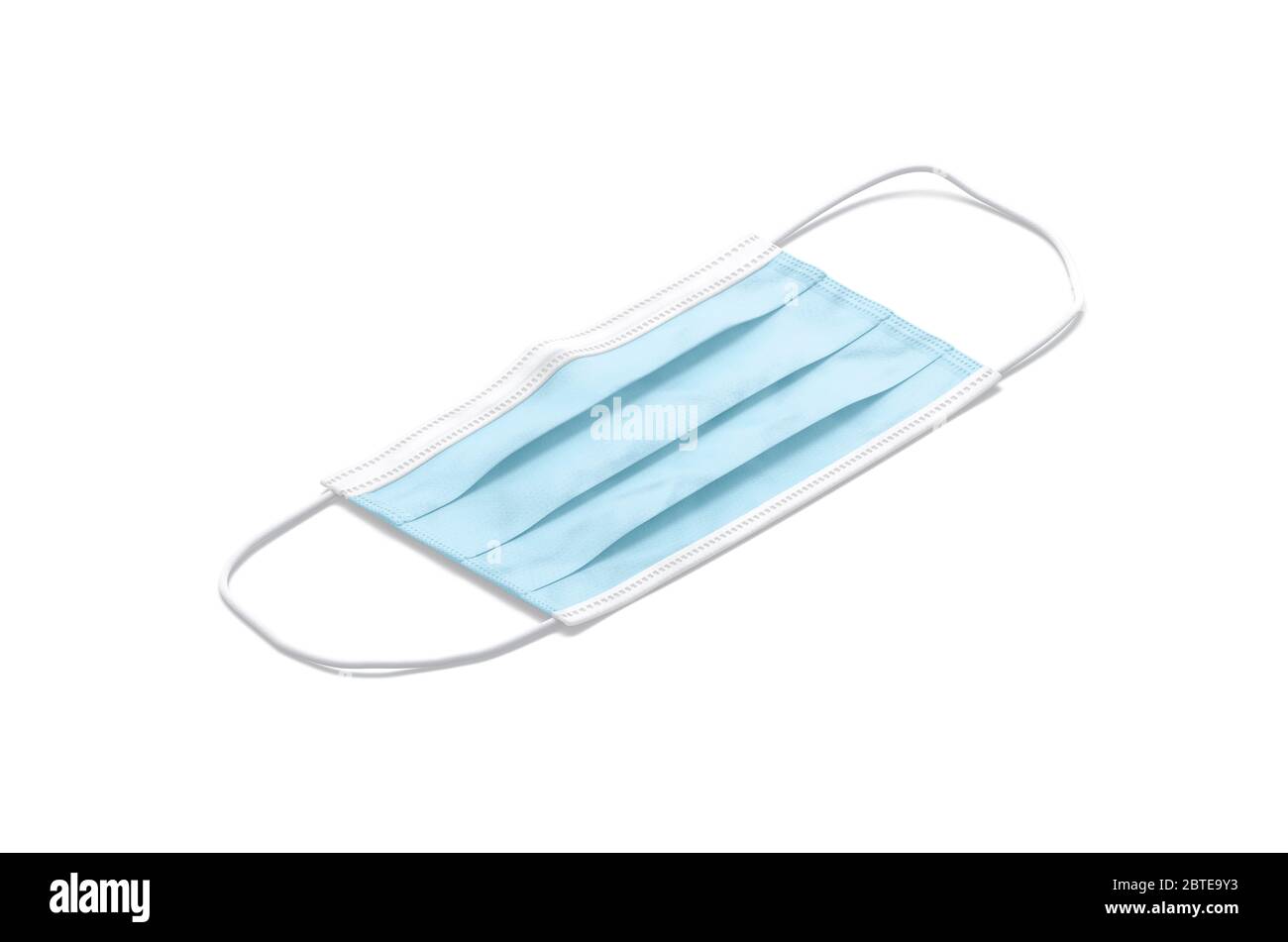 Blank blaue medizinische Schutzmaske Mockup, Seitenansicht Stockfoto