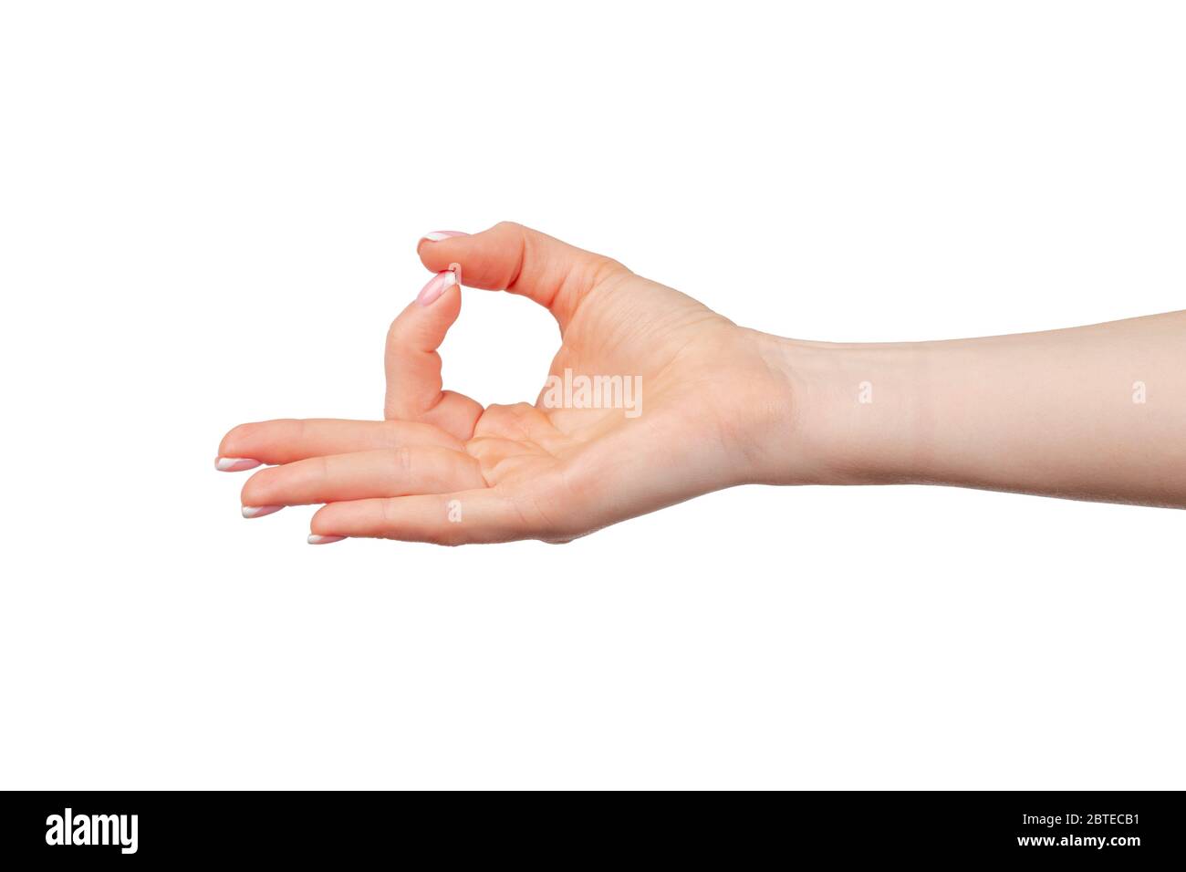 Weibliche Hand zeigt Yoga oder Meditation Geste Stockfoto