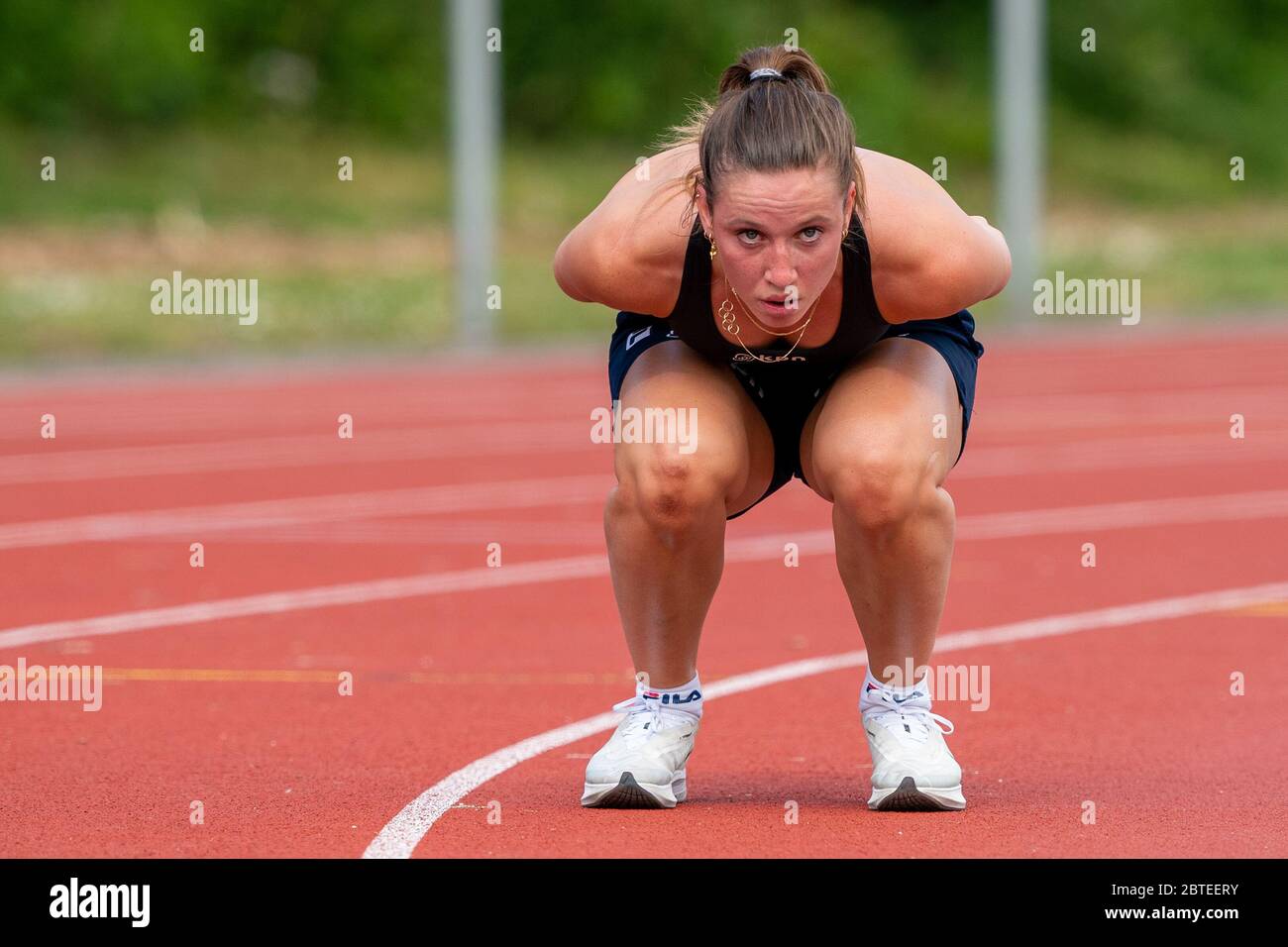 20. Mai 2020 Heerenveen, Niederlande Shorttrack, Suzanne Schulting Gesehen während der Trainingseinheit der niederländischen Shorttrack-Nationalmannschaft am 20. Mai 2020 in Heerenveen, Niederlande Stockfoto