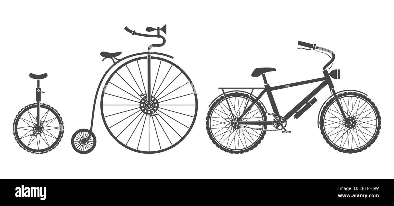 Fahrräder Arten Silhouetten Stock Vektor