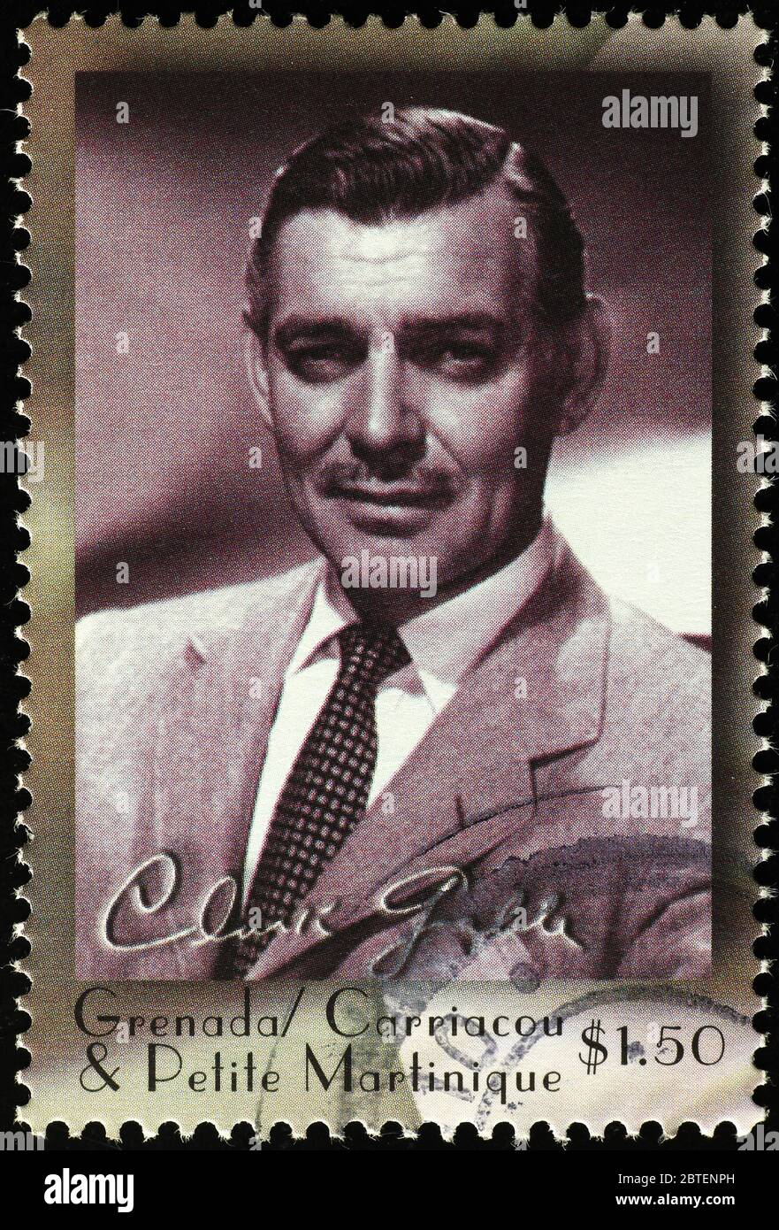 Klassisches Porträt von Clark Gable auf Briefmarke Stockfoto