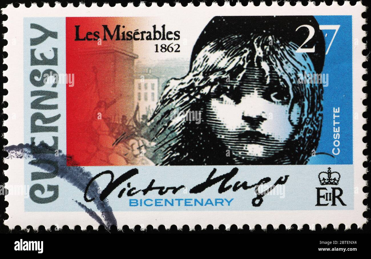 Berühmte Musical Le Miserables gefeiert auf Briefmarke Stockfoto