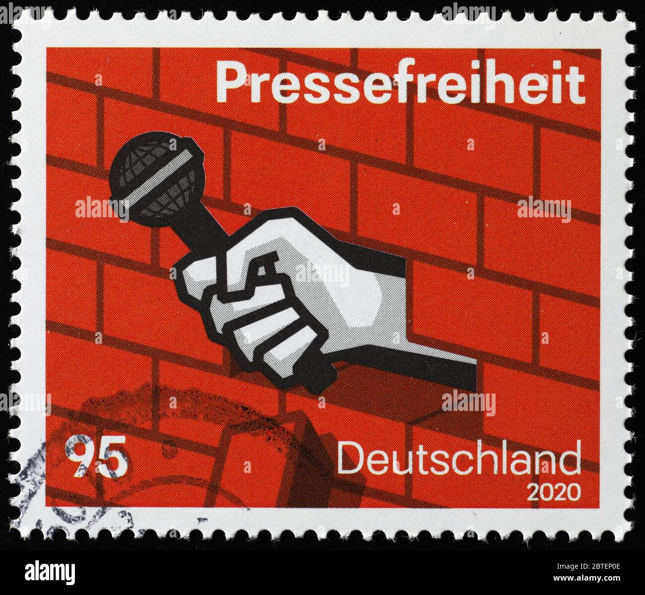 Deutsche Briefmarke feiert Pressefreiheit Stockfoto