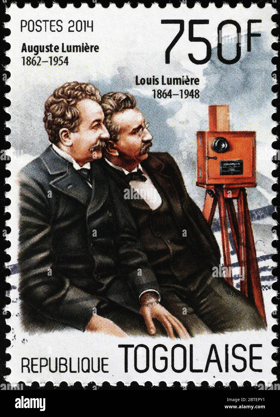 Lumiere Brüder auf Briefmarke von Togo Stockfoto