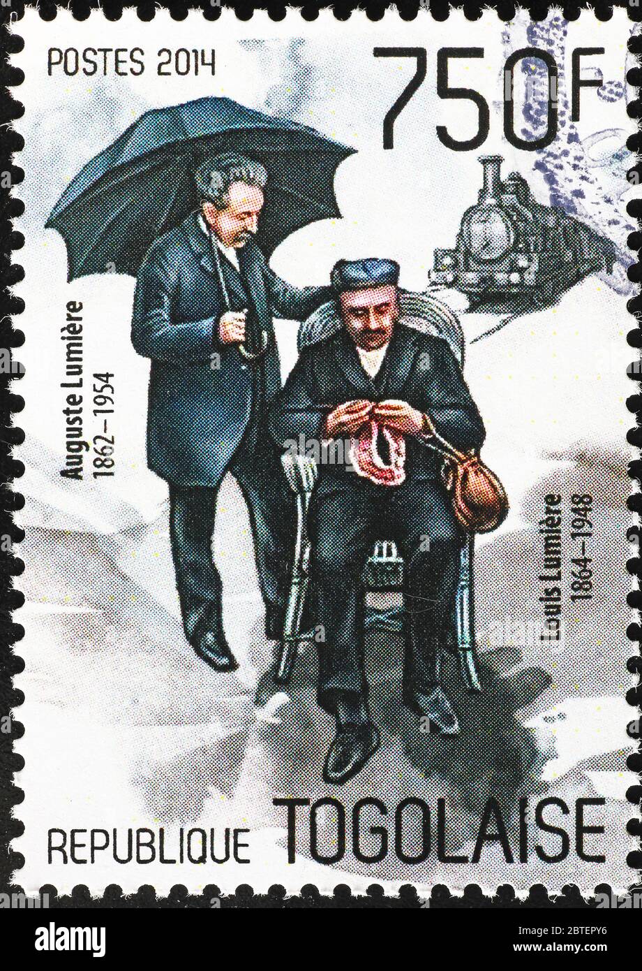 Lumiere Brüder Porträt auf Briefmarke von Togo Stockfoto