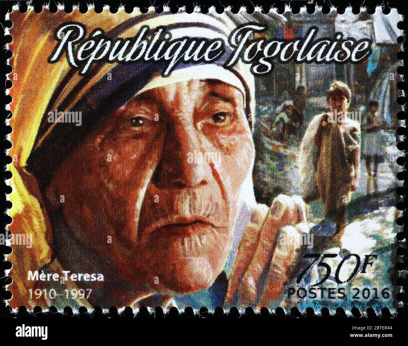 Mutter Teresa auf Briefmarke von Togo Stockfoto