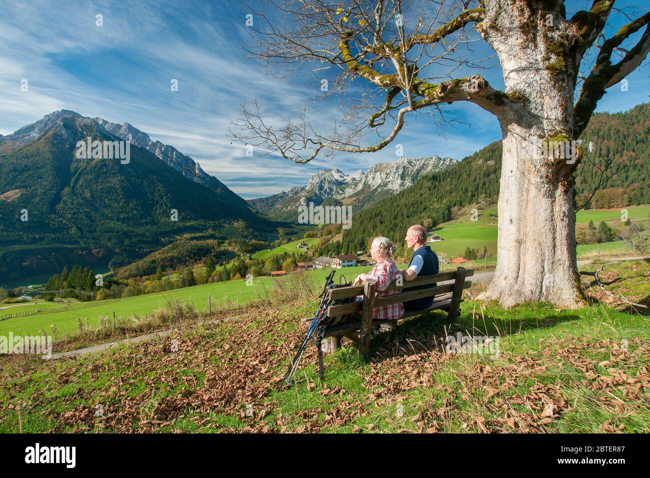 Wandern auf dem Hochschwarzeck in Berchtesgaden Stockfoto