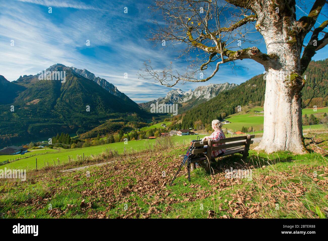 Wandern auf dem Hochschwarzeck in Berchtesgaden Stockfoto