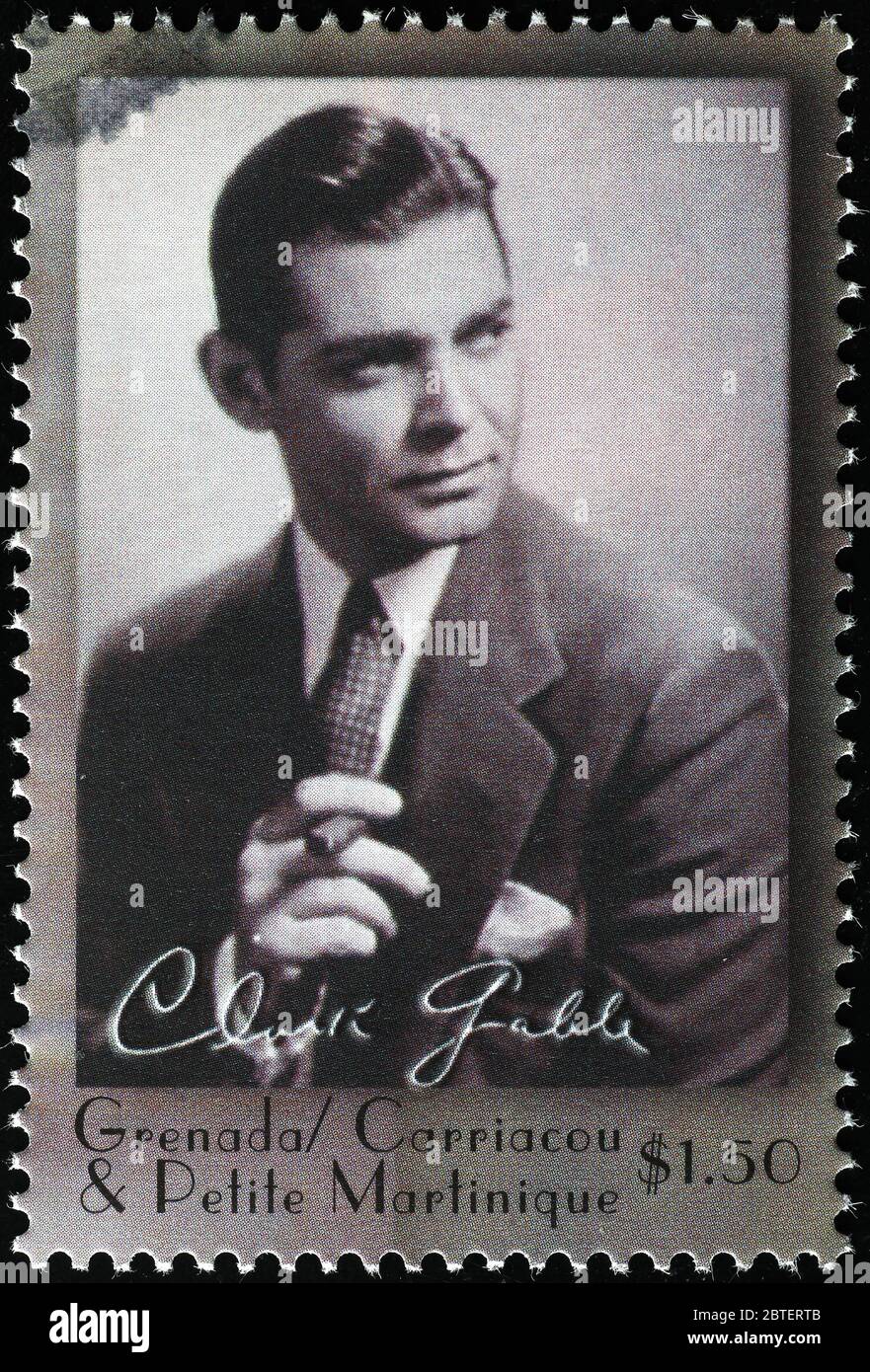 Porträt eines jungen Clark Gable auf Briefmarke Stockfoto