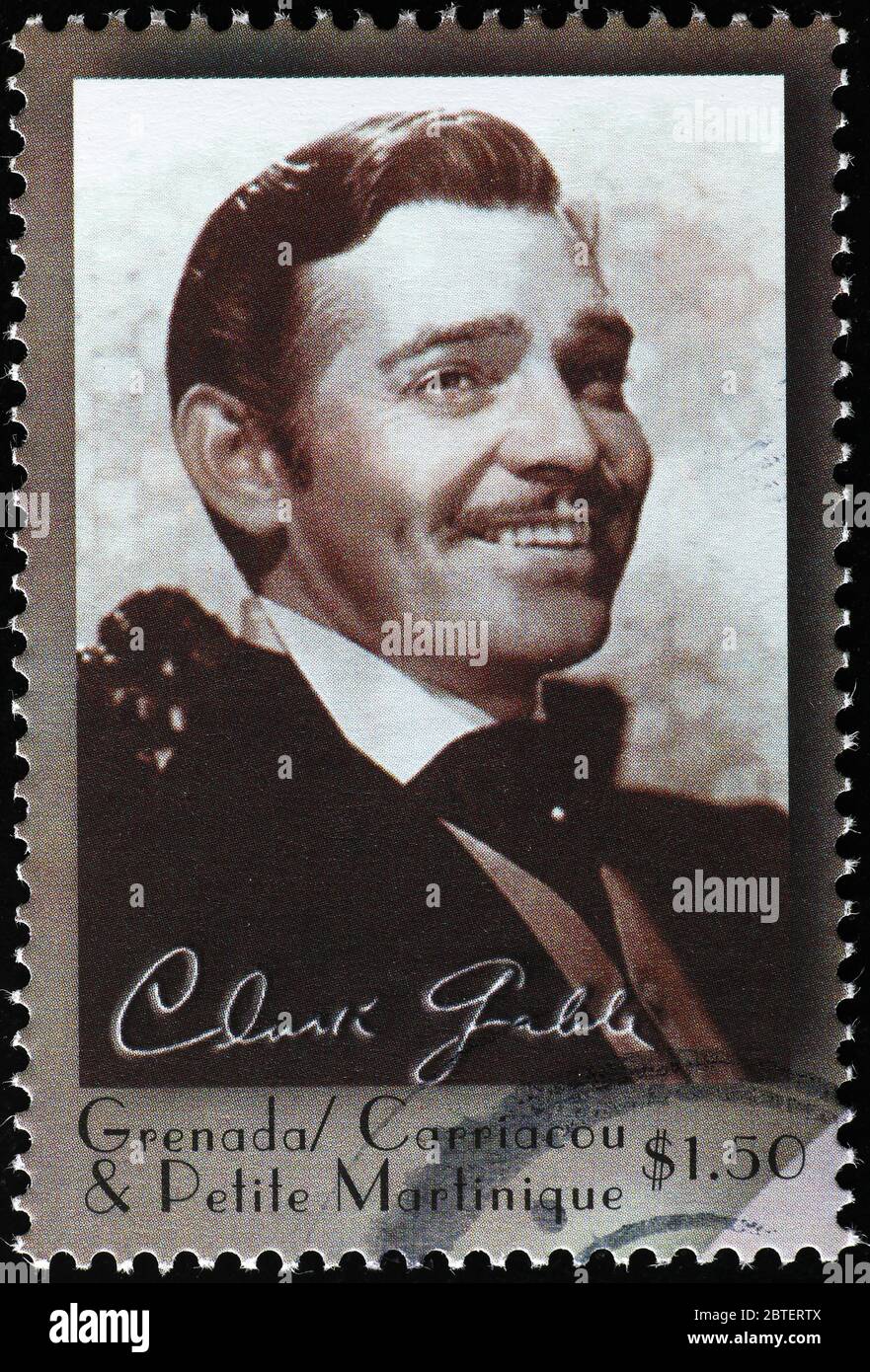 Porträt von Clark Gable lächelnd auf Briefmarke Stockfoto