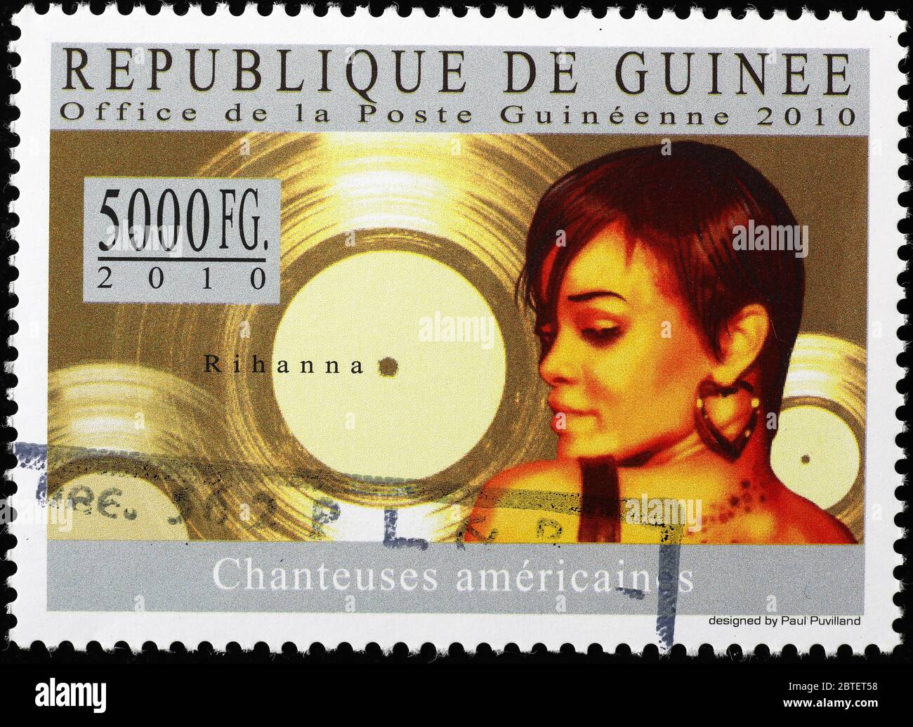 Rihanna auf Briefmarke von Guinea Stockfoto
