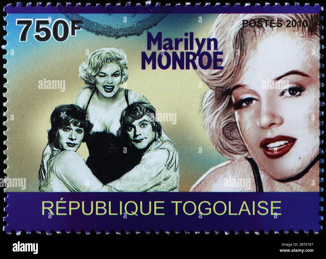 Szene aus Film 'einige mögen es heiß' auf Briefmarke Stockfoto