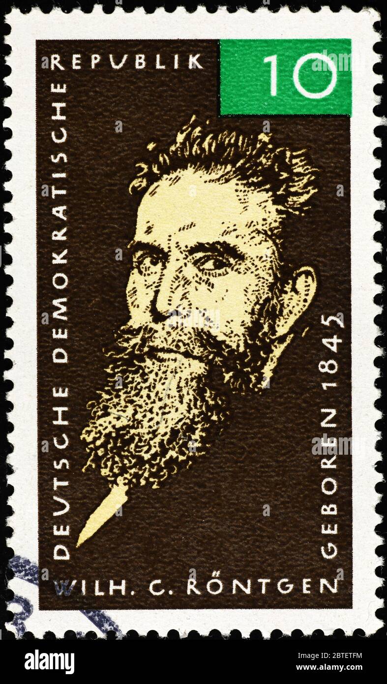 Wilhelm Rontgen auf deutscher Briefmarke Stockfoto