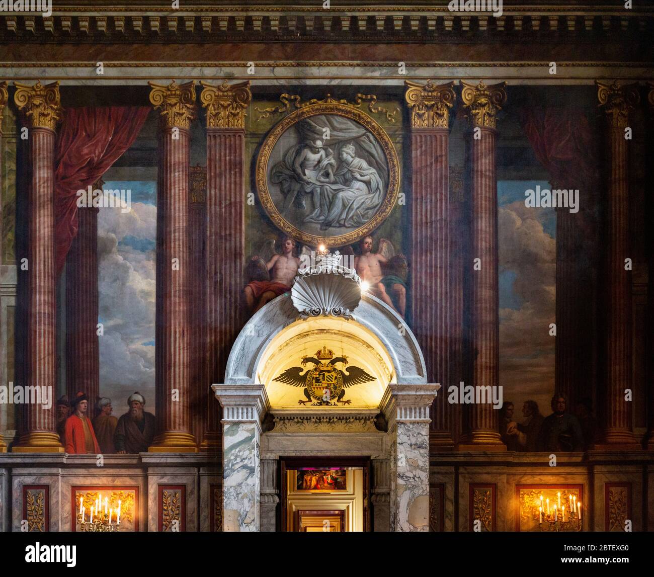 Das bemalte Interieur des Grand Salon im Blenheim Palace, Oxfordshire, England Stockfoto