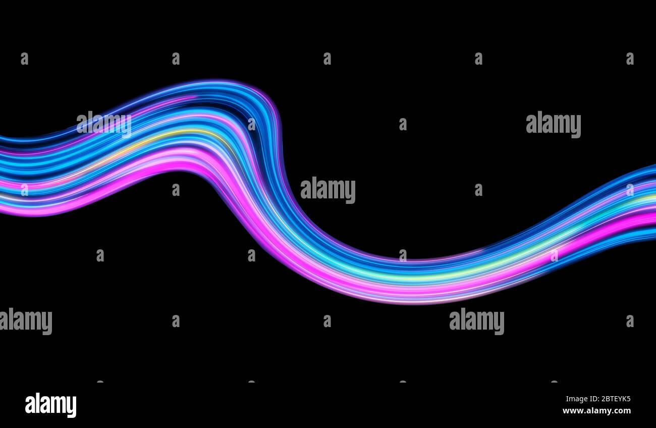 Candy farbige leuchtende Bänder, glatte Kurven abstrakte Textur Hintergrund. Stockfoto