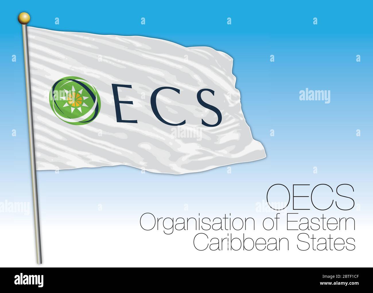 OECS, Organisation der Ostkaribischen Staaten Flagge und Symbol, amerikanische Organisation, Vektor-Illustration Stock Vektor