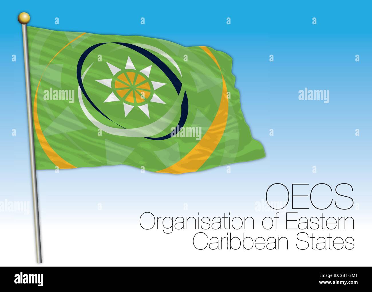 OECS, Organisation der Ostkaribischen Staaten Flagge und Symbol, amerikanische Organisation, Vektor-Illustration Stock Vektor