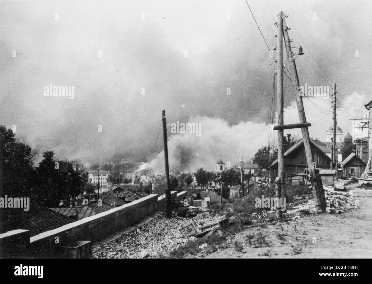 Smolensk Burns Operation Barbarossa - Deutsche Invasion Russlands, 1941 - 15. Division der Thüringer-Kurhessen Division Stockfoto