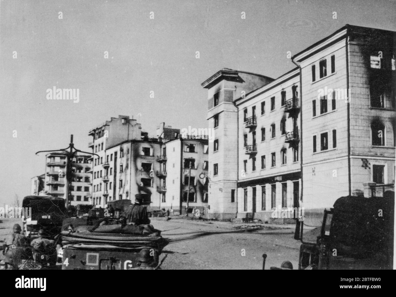 Minsk in Trümmern Operation Barbarossa - Deutsche Invasion Russlands, 1941 - 15. Division der Thüringer-Kurhessen Division Stockfoto
