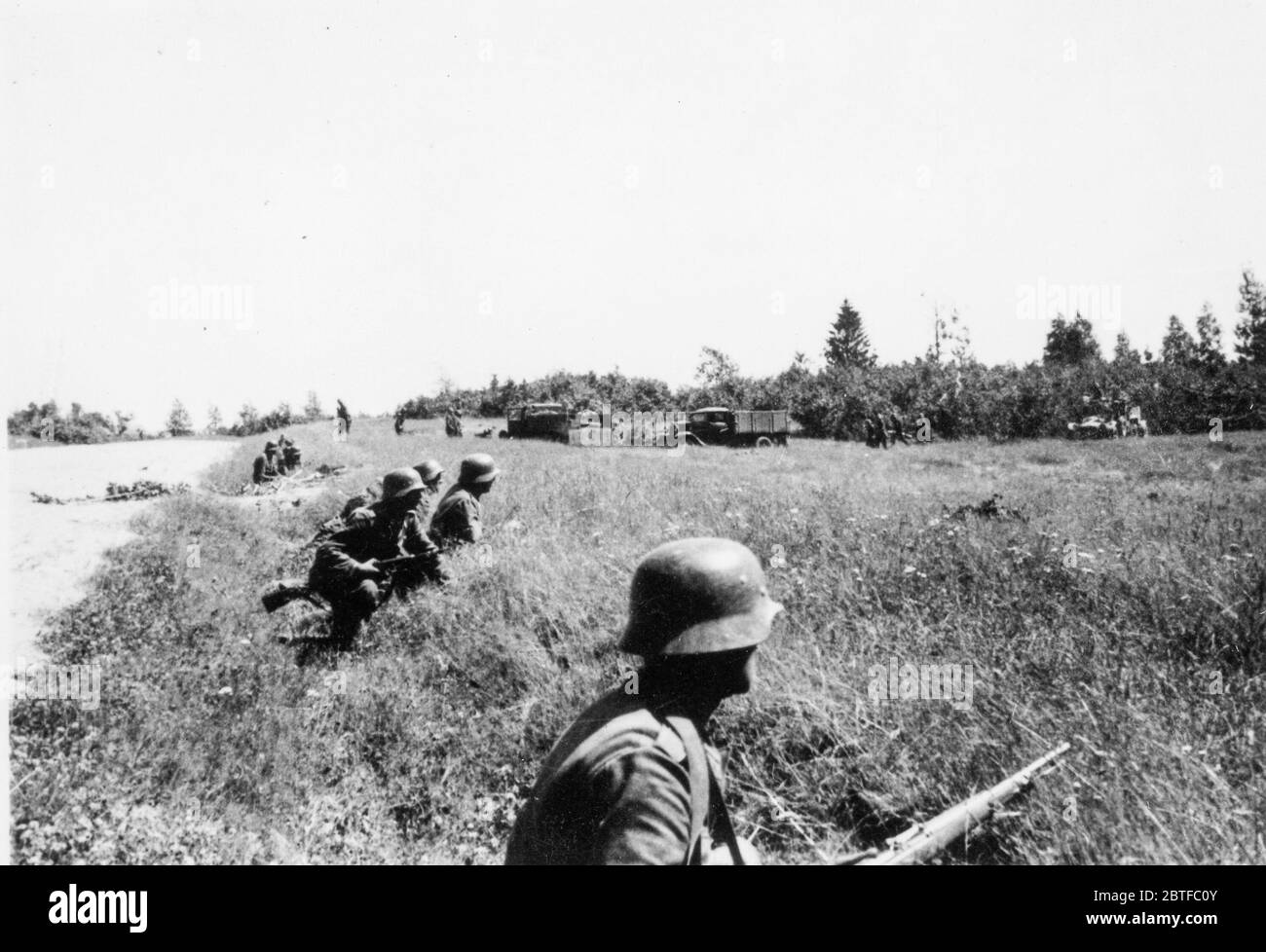 Deutsche Rechte Flanke wird in der Lubnica Operation Barbarossa angegriffen - Deutsche Invasion Russlands, 1941 - 15. Division der Thüringer-Kurhessen Division Stockfoto