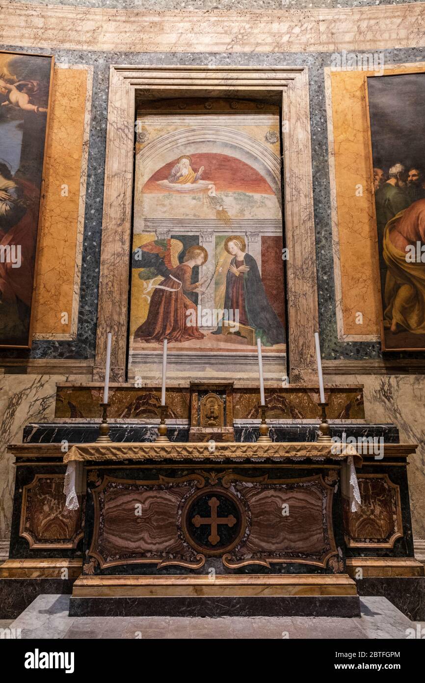 Kapelle der Verkündigung, 16. Jahrhundert, Melozzo da Forli, Pantheon von Agrippa, 126 v. Chr. Roma, Latium, Italien. Stockfoto