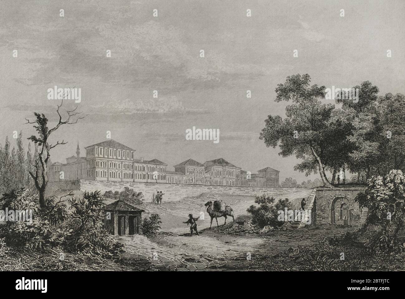 Osmanisches Reich. Türkei. Beyoglu. Bestattungsgelände oder Champs des Morts Barracks in Pera. Gravur von Lemaitre und Blanchard. Historia de Turquia von Joseph Marie Jouannin (1783-1844) und Jules Van Gaver, 1840. Stockfoto