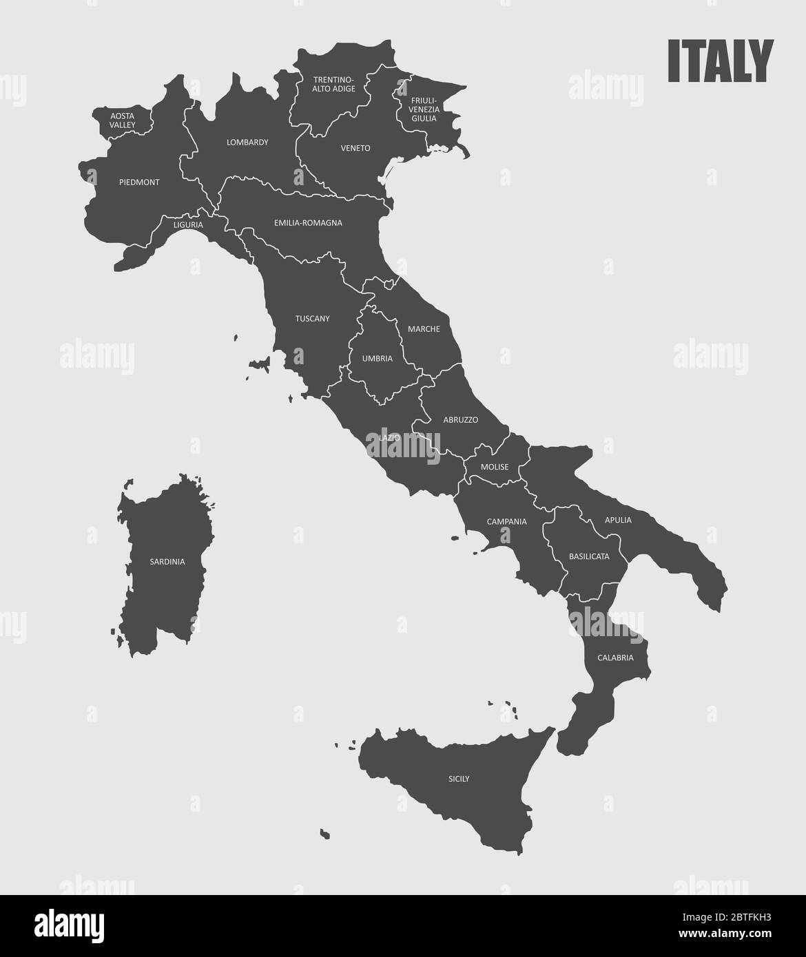 Italien Regionen Karte Stock Vektor