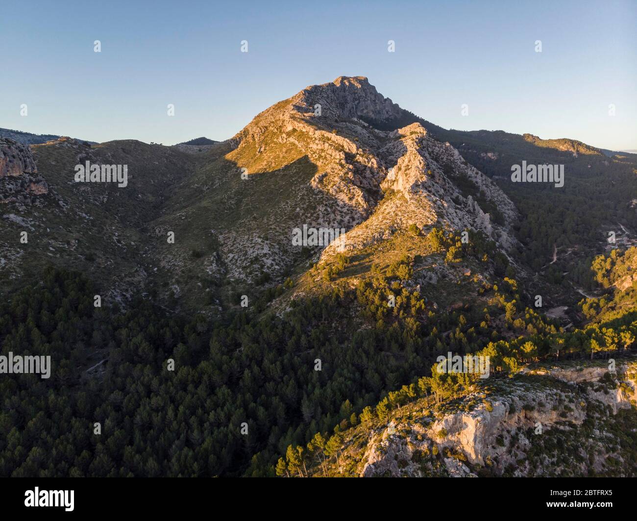 Puig de Galatzó, 1027 Metros de altura, Sierra de Tramuntana, Mallorca, Balearen, Spanien. Stockfoto