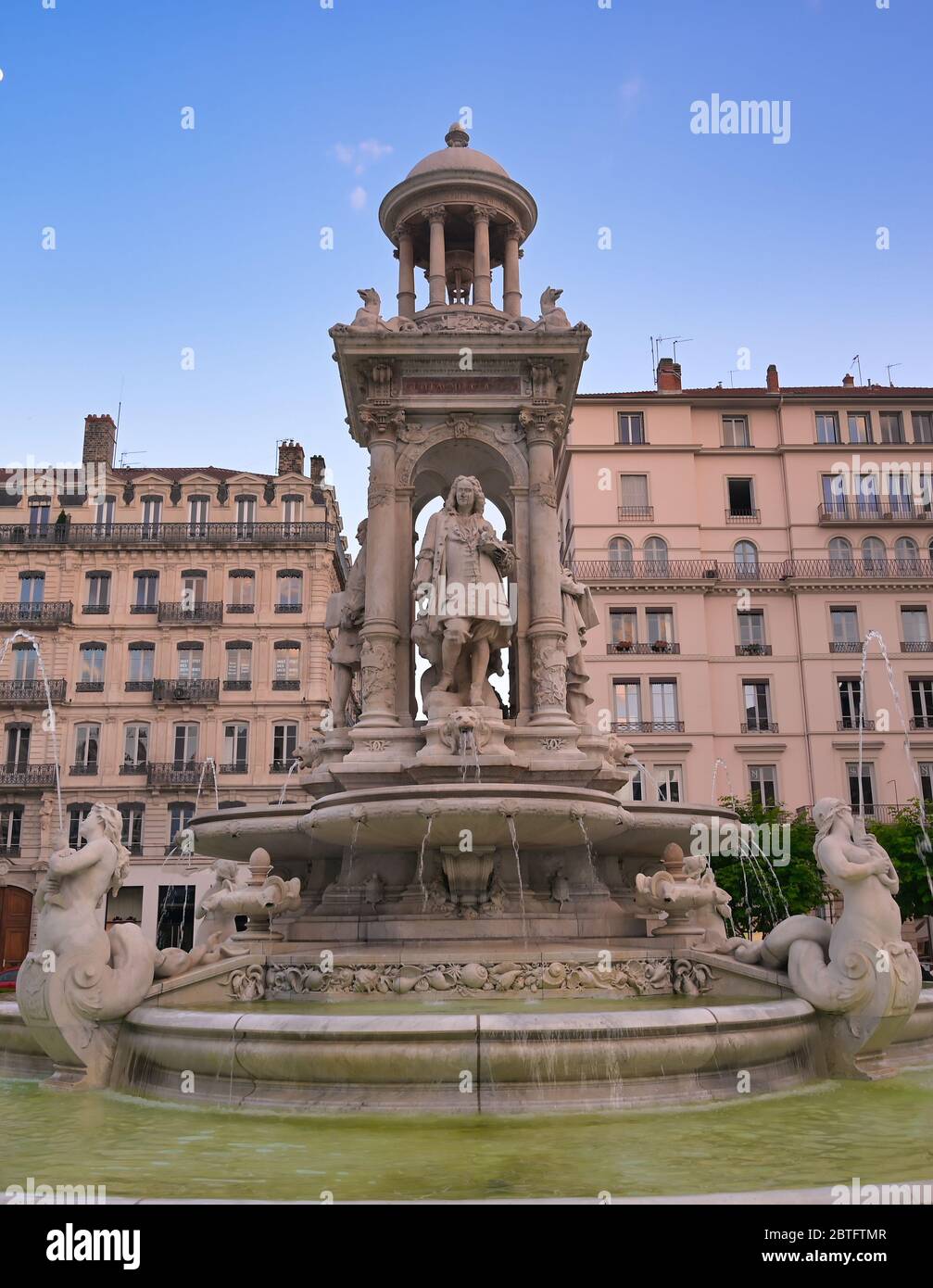 Der Brunnen auf dem Place des Jacobins im Herzen von Lyon, Frankreich. Stockfoto