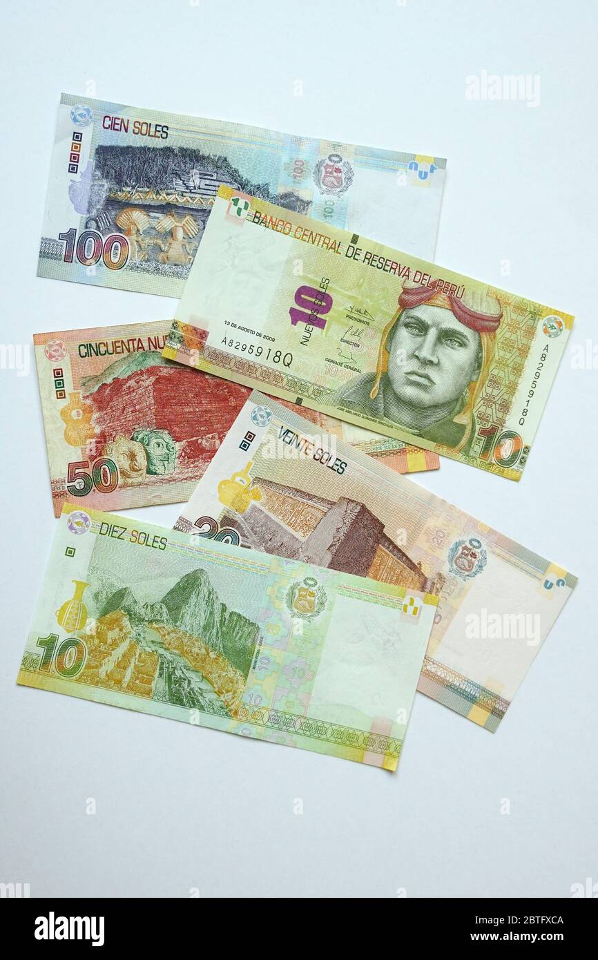 Peruanischer sol, peruanische Währung, peruanischer Sol, Banknote, PEN,  Peru, Südamerika Stockfotografie - Alamy